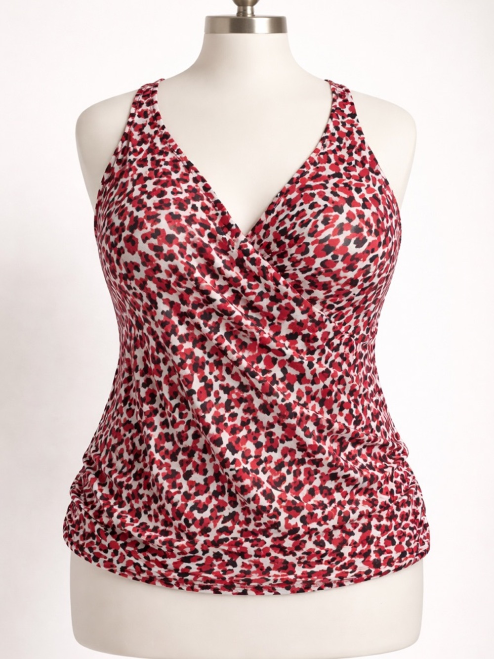 Red Animal Tankini Swimsuit Top Only Plus Size 20W by Sonnet Shores